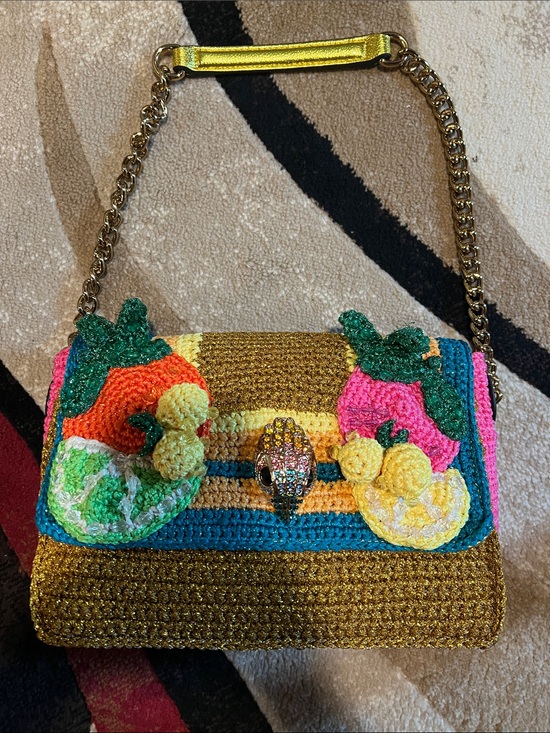 Kurt Geiger Handbags - Kurt Geiger Multicolor Crochet Fruit Shoulder Bag with Gold Chain